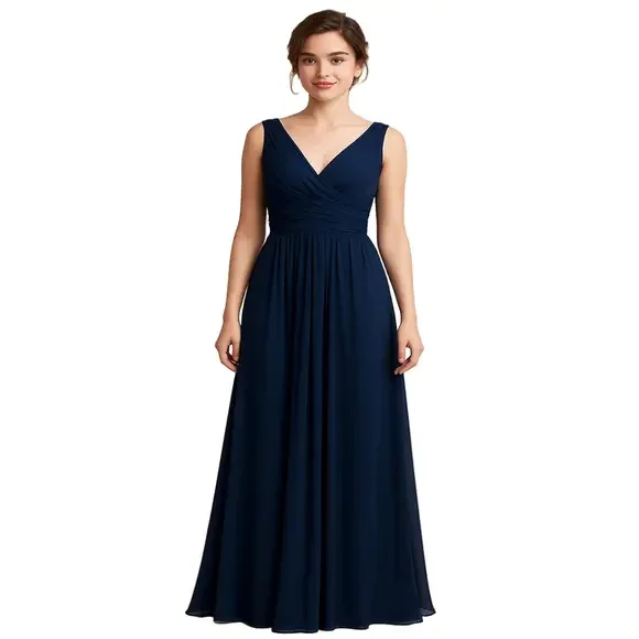 Gather & Gown navy blue bridesmaid formal wedding dress size 8 lined - Picture 1 of 12